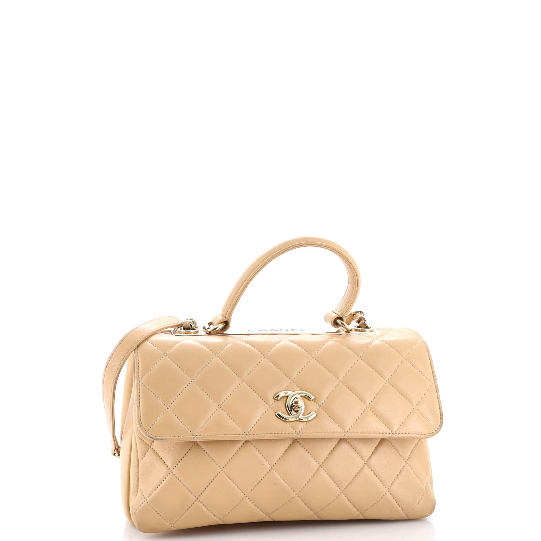 Trendy CC Top Handle Bag Quilted Lambskin Medium