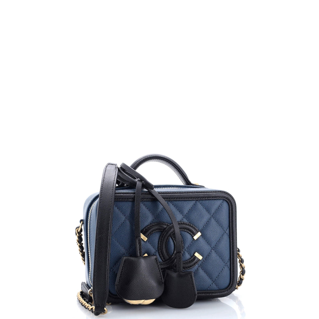 Filigree Vanity Case Quilted Caviar Small
