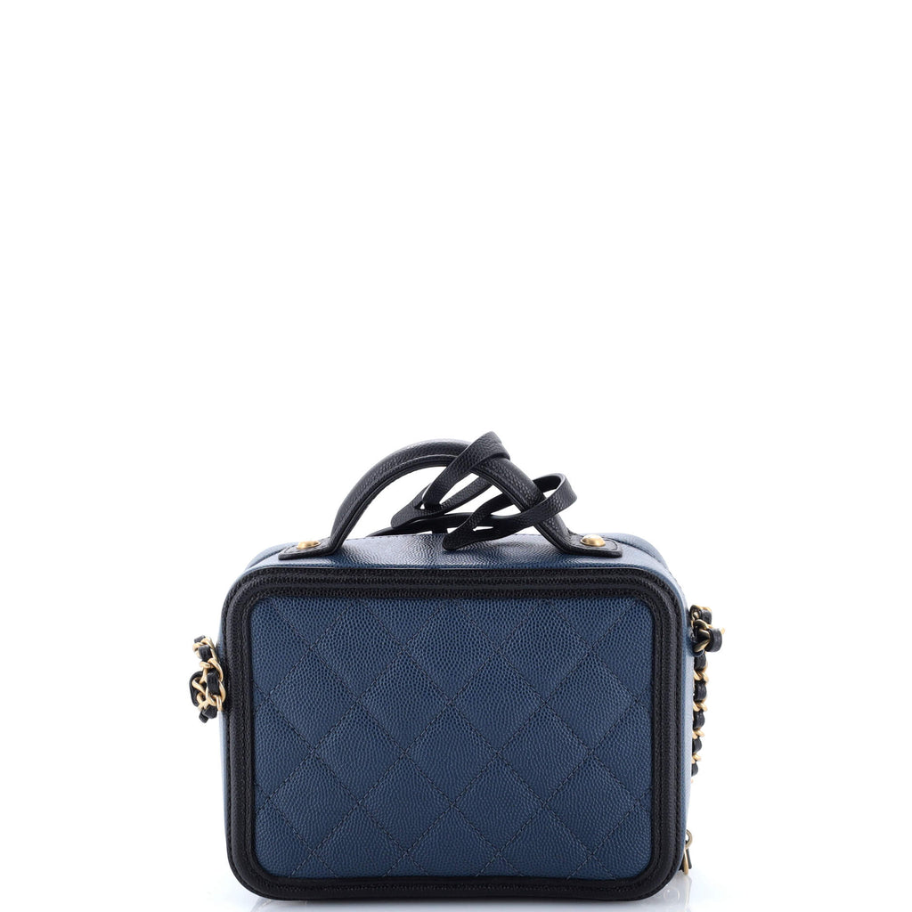 Filigree Vanity Case Quilted Caviar Small