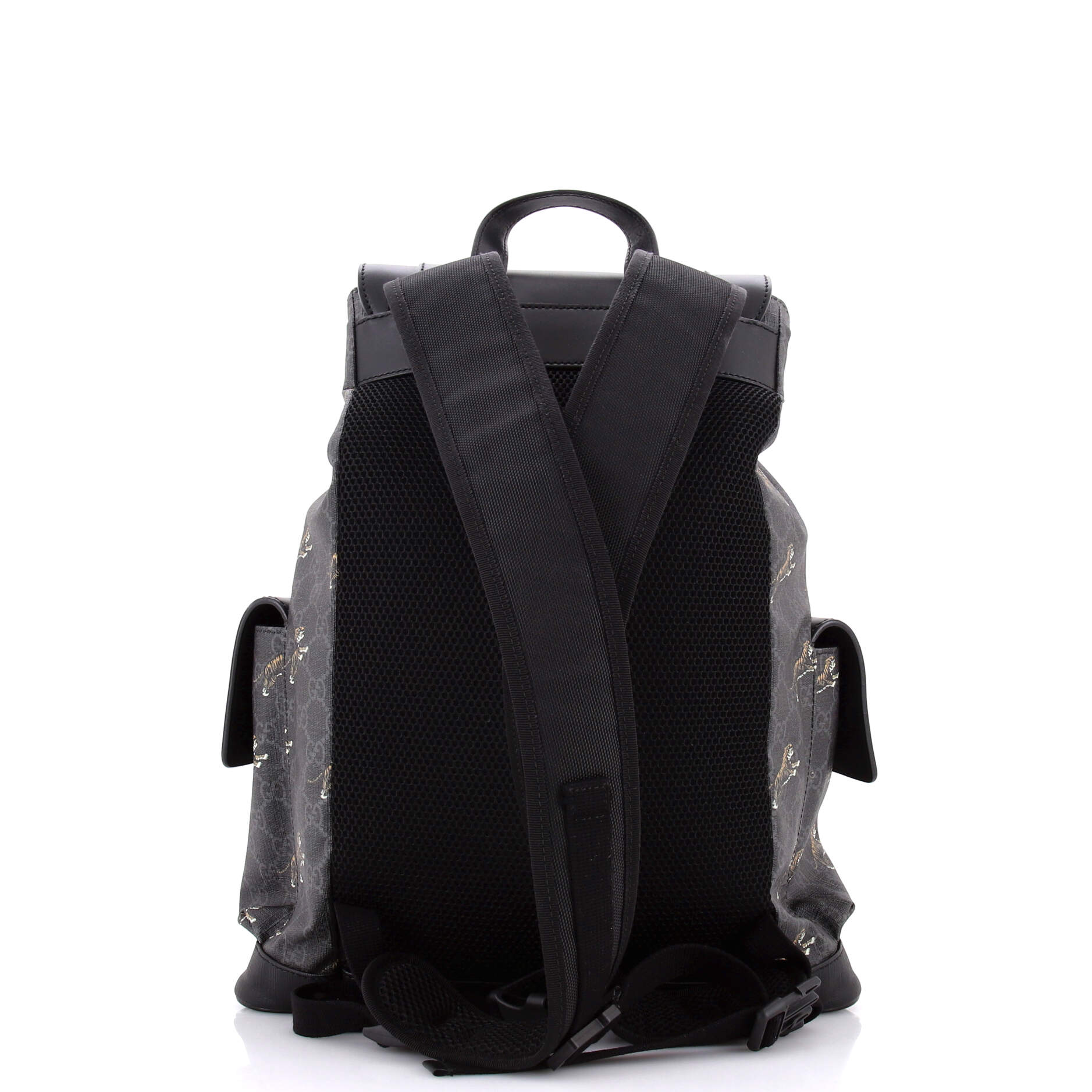 Double Pocket Buckle Backpack Printed GG Coated Canvas Large