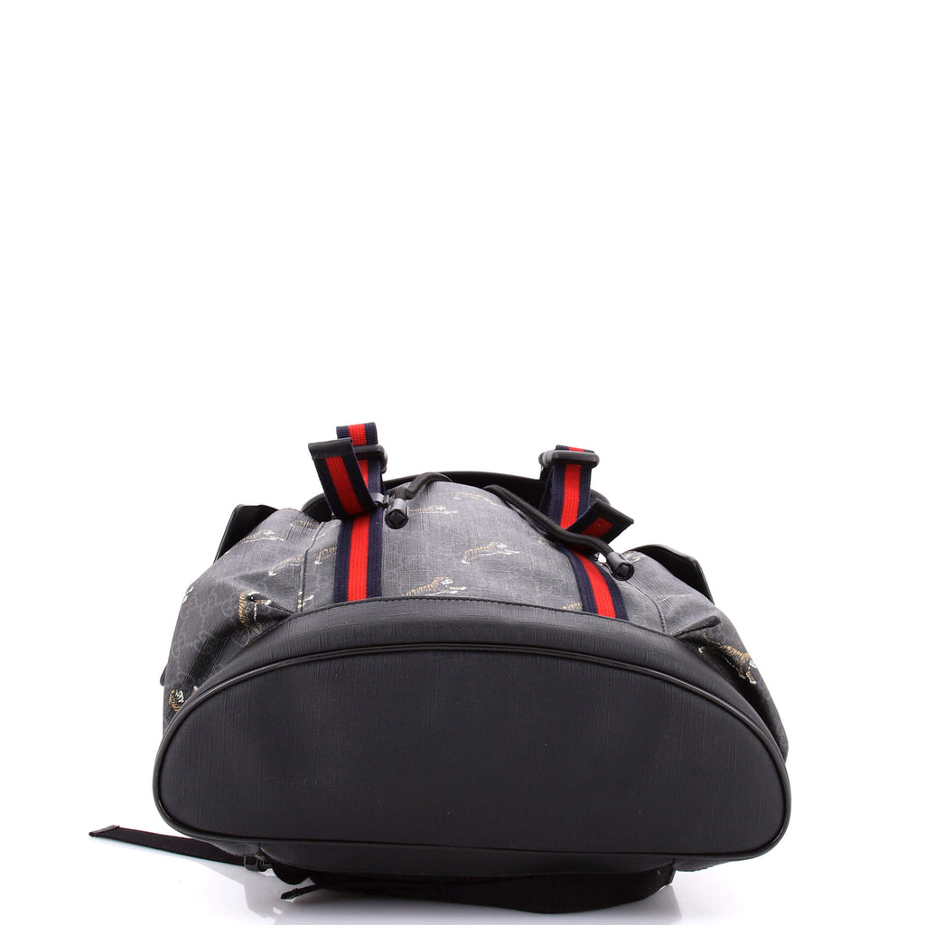 Double Pocket Buckle Backpack Printed GG Coated Canvas Large