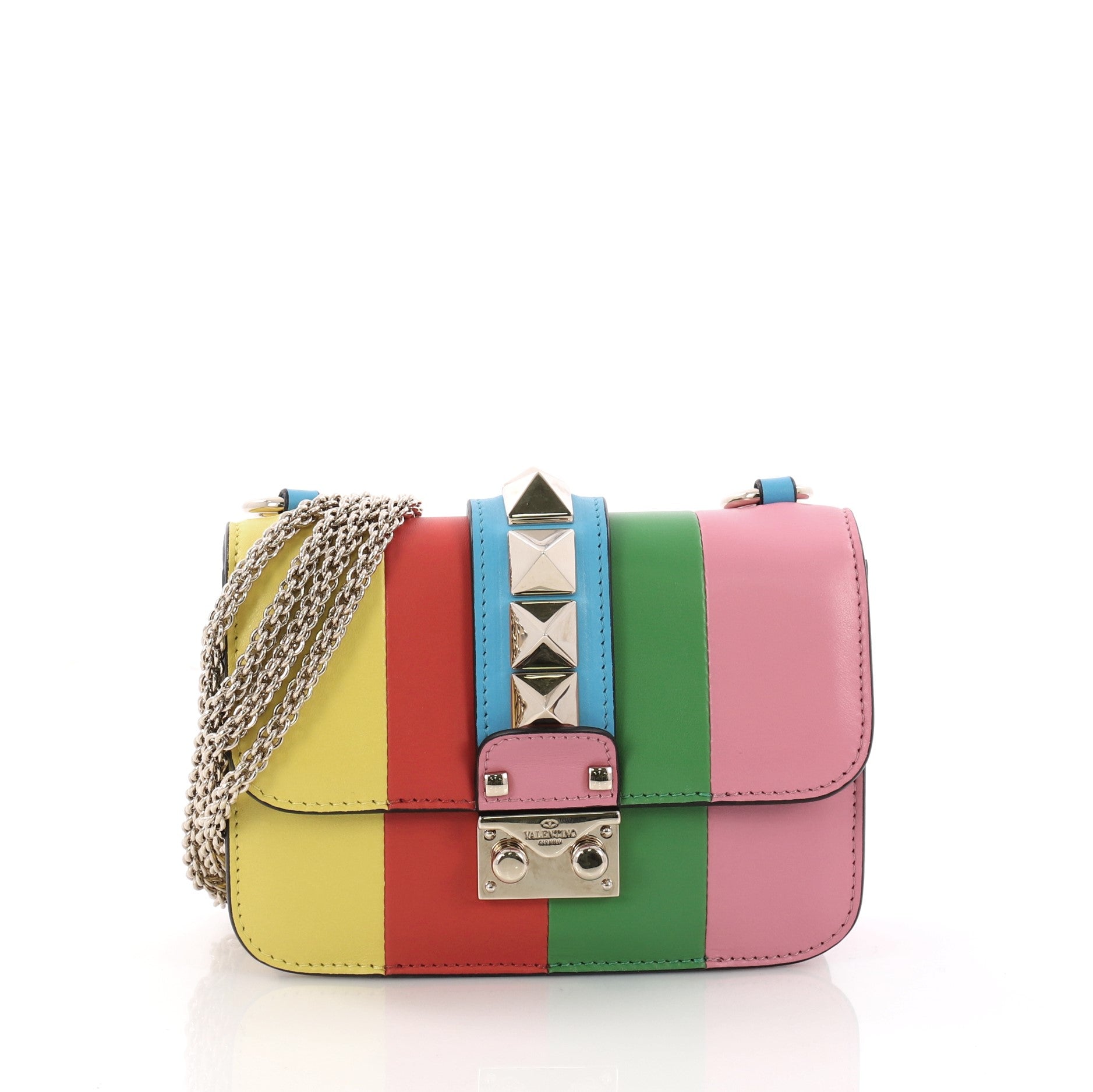 1973 Glam Lock Shoulder Bag Striped Leather Mini