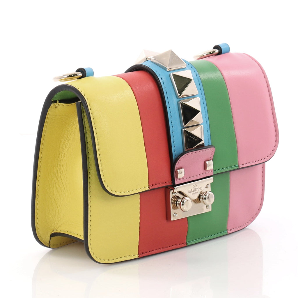 1973 Glam Lock Shoulder Bag Striped Leather Mini
