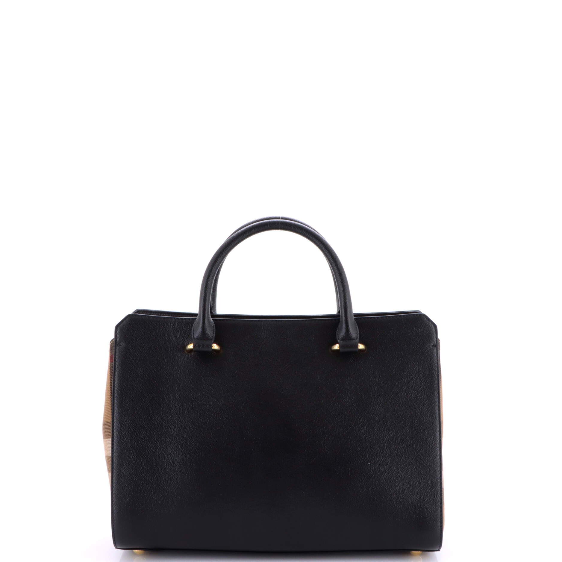 Banwell Tote Leather and House Check Canvas Small