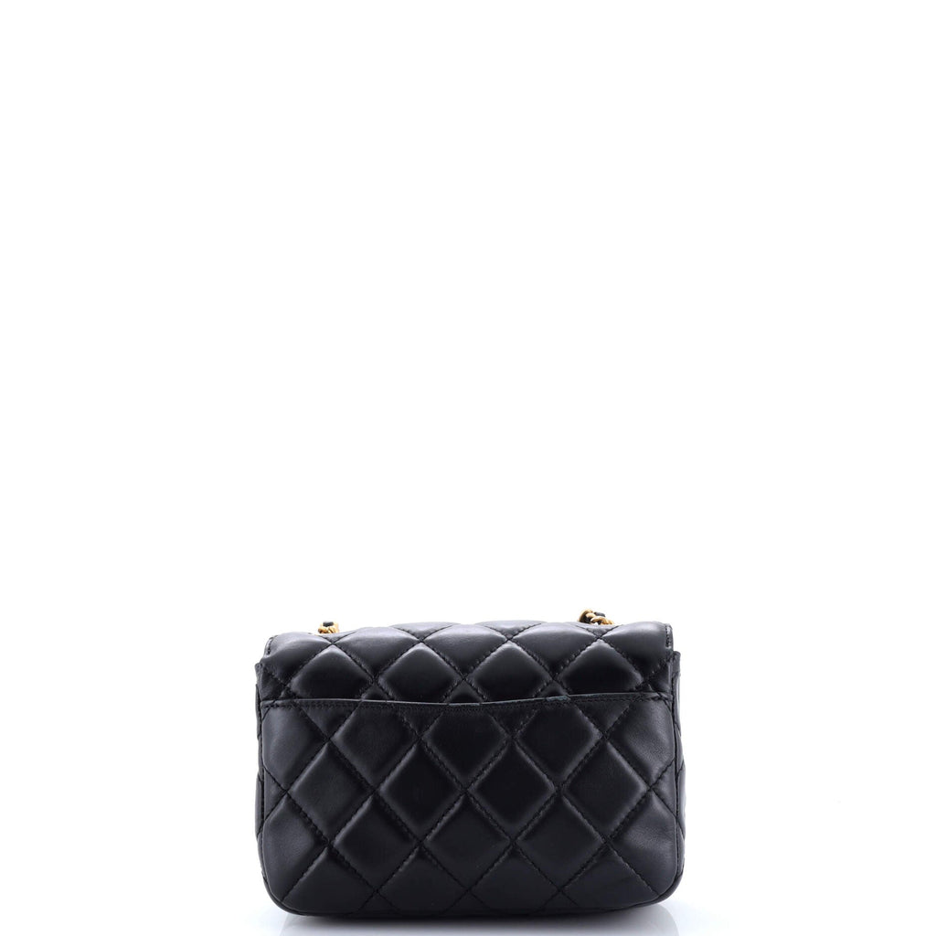 Giant CC Chain Pocket Flap Bag Quilted Lambskin Small