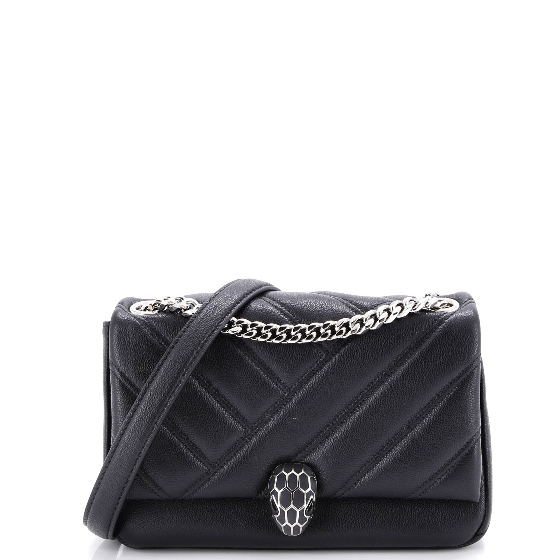 Serpenti Cabochon Shoulder Bag Diagonal Quilted Leather Small