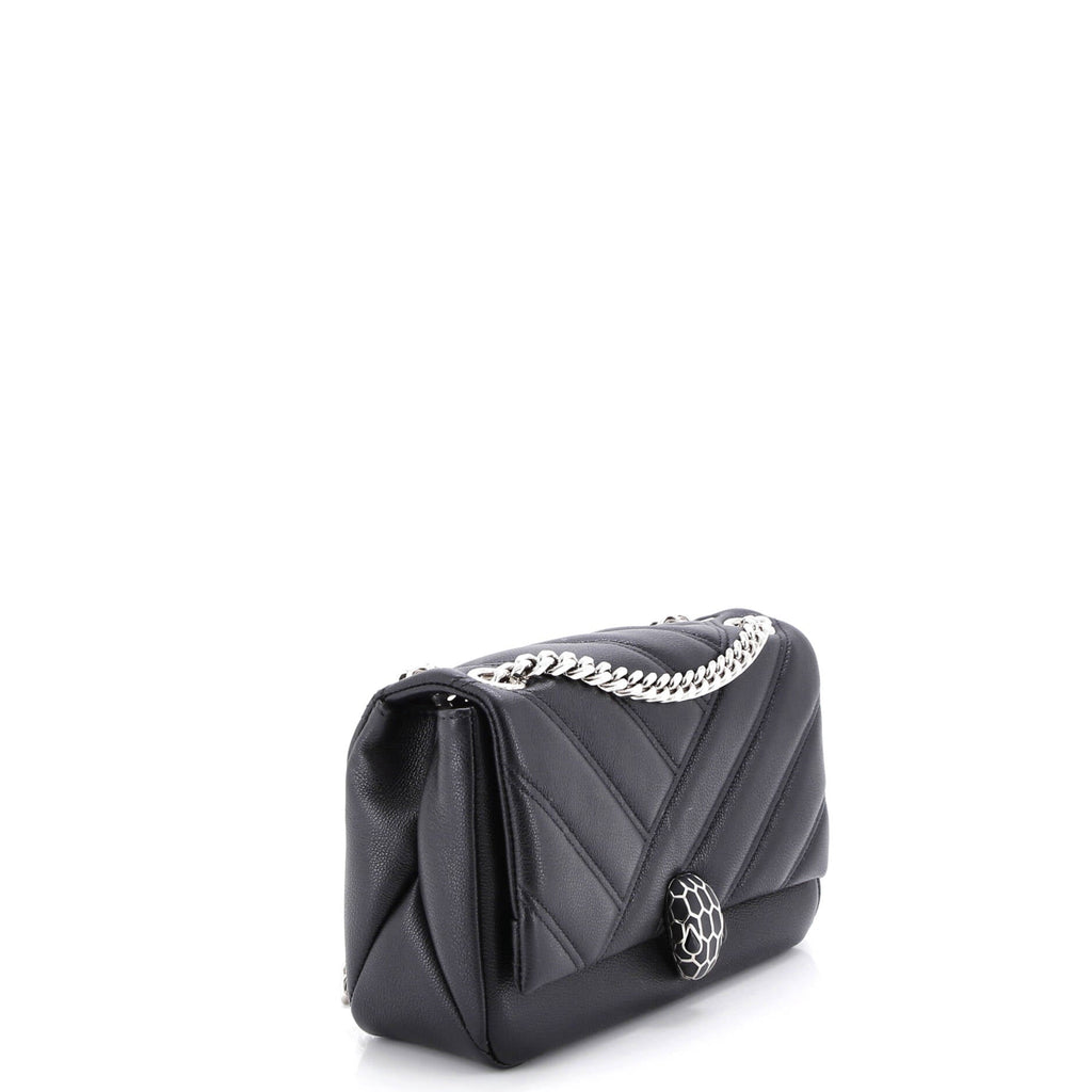 Serpenti Cabochon Shoulder Bag Diagonal Quilted Leather Small