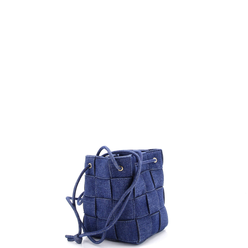 Cassette Bucket Bag Maxi Intrecciato Denim Small