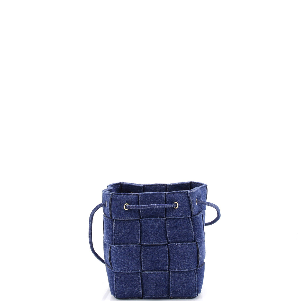 Cassette Bucket Bag Maxi Intrecciato Denim Small