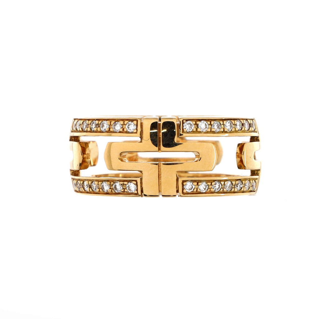 Parentesi Band Ring 18K Yellow Gold and Diamonds 8mm