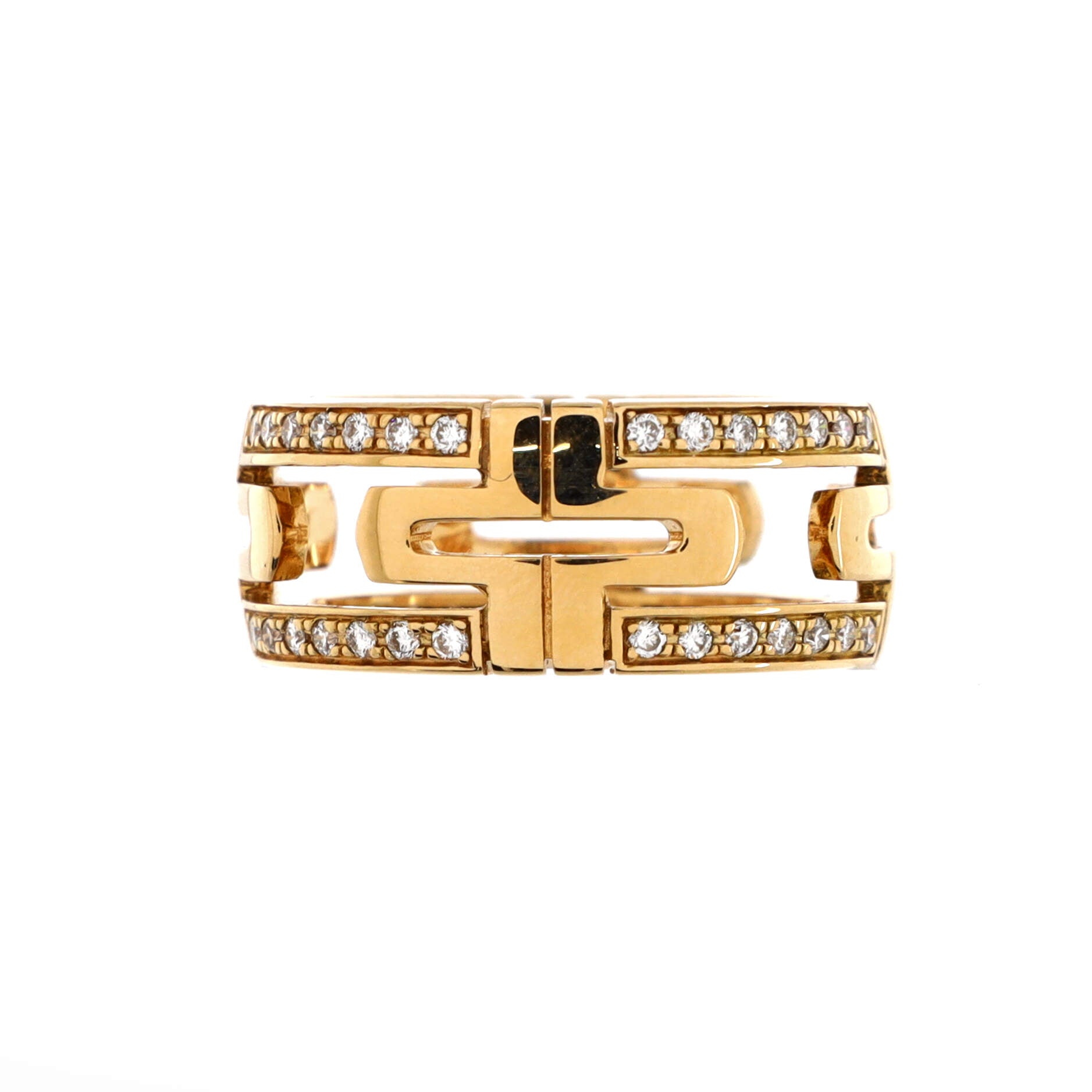 Parentesi Band Ring 18K Yellow Gold and Diamonds 8mm