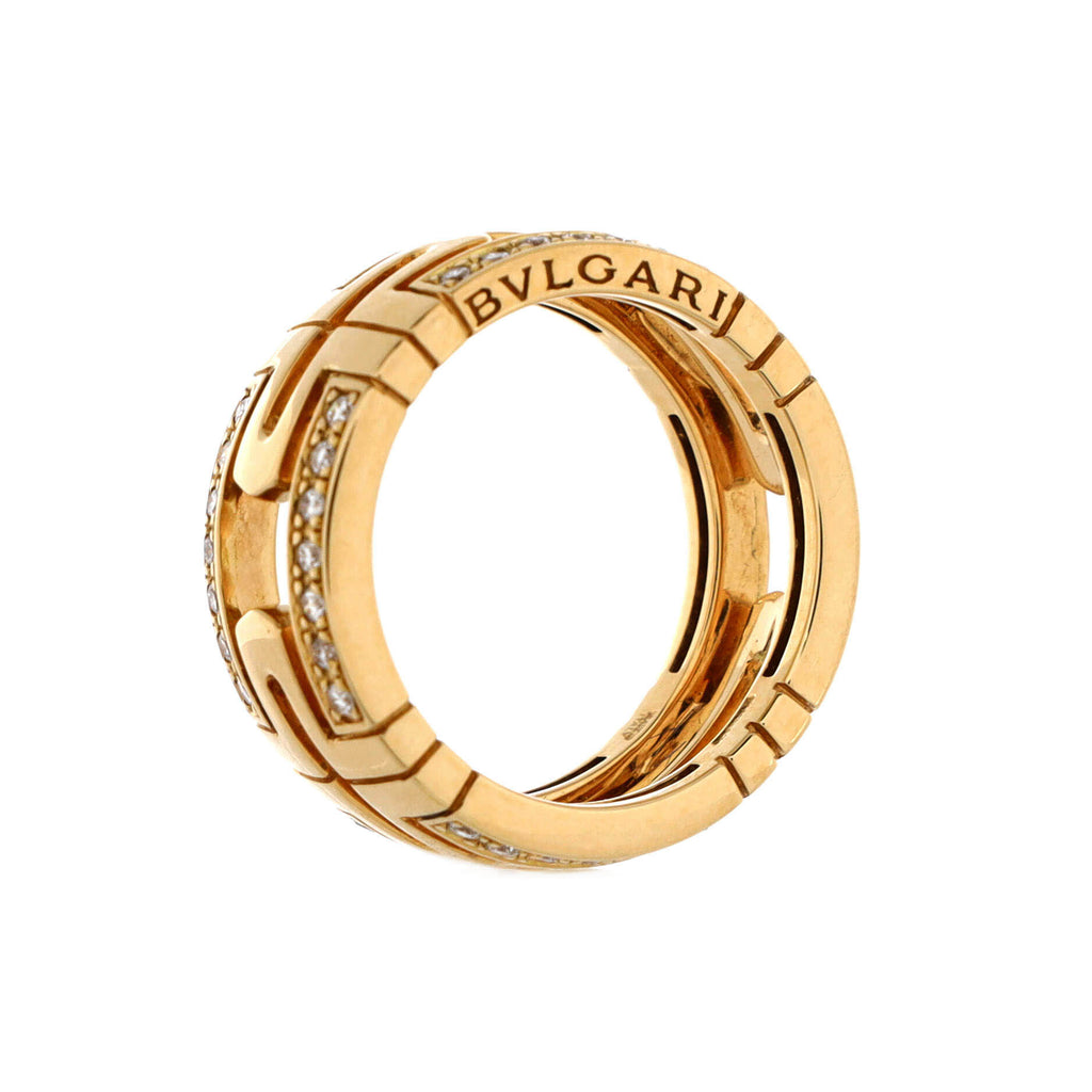 Parentesi Band Ring 18K Yellow Gold and Diamonds 8mm