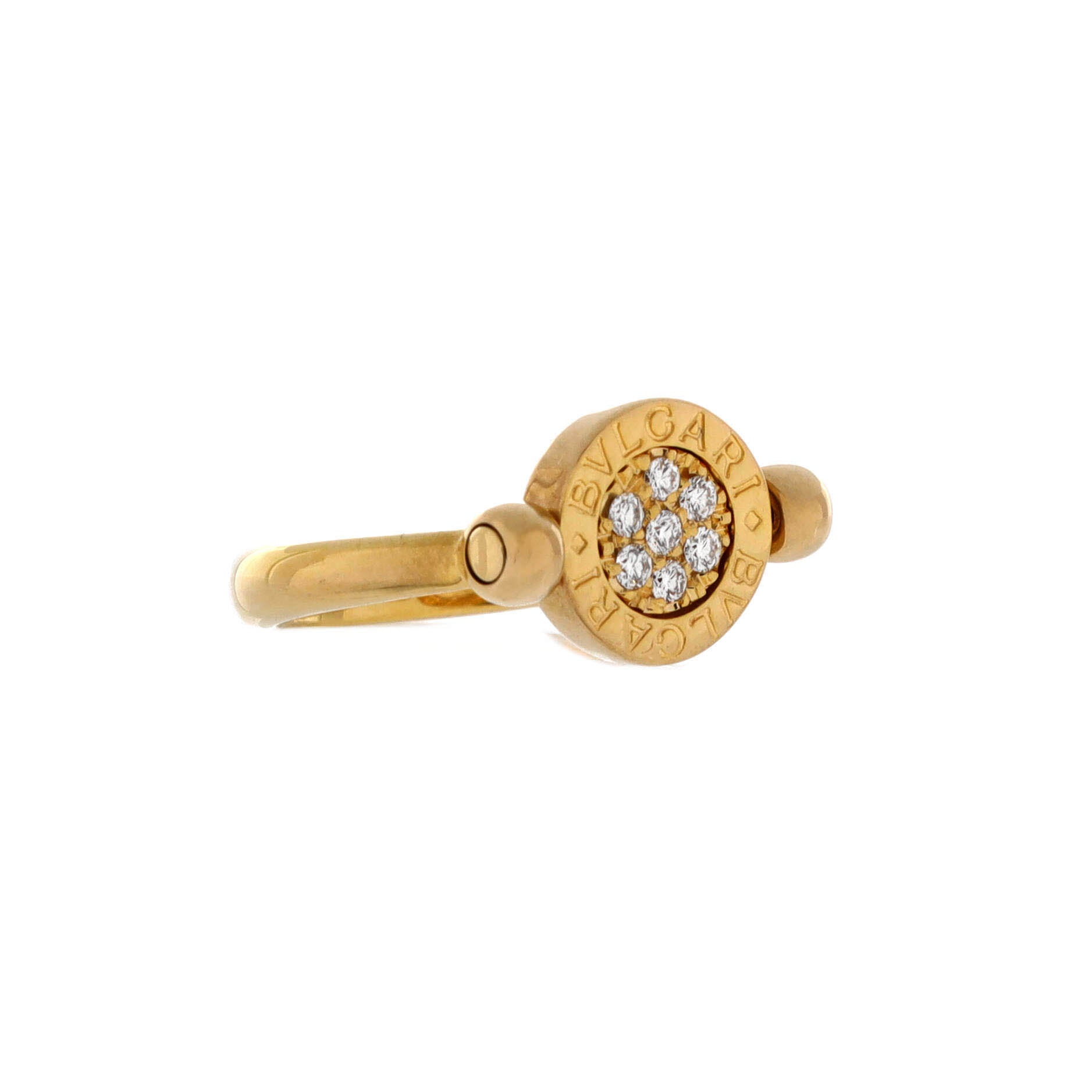 Bvlgari Bvlgari Flip Ring 18K Yellow Gold with Diamonds and 18K White Gold