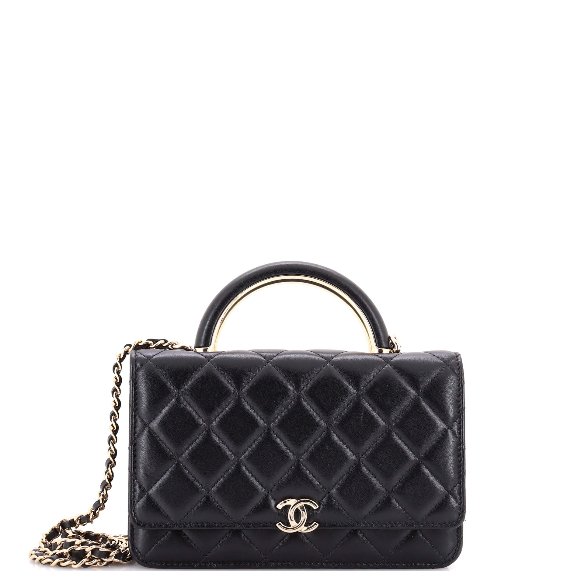Charming Handle Wallet on Chain Quilted Lambskin