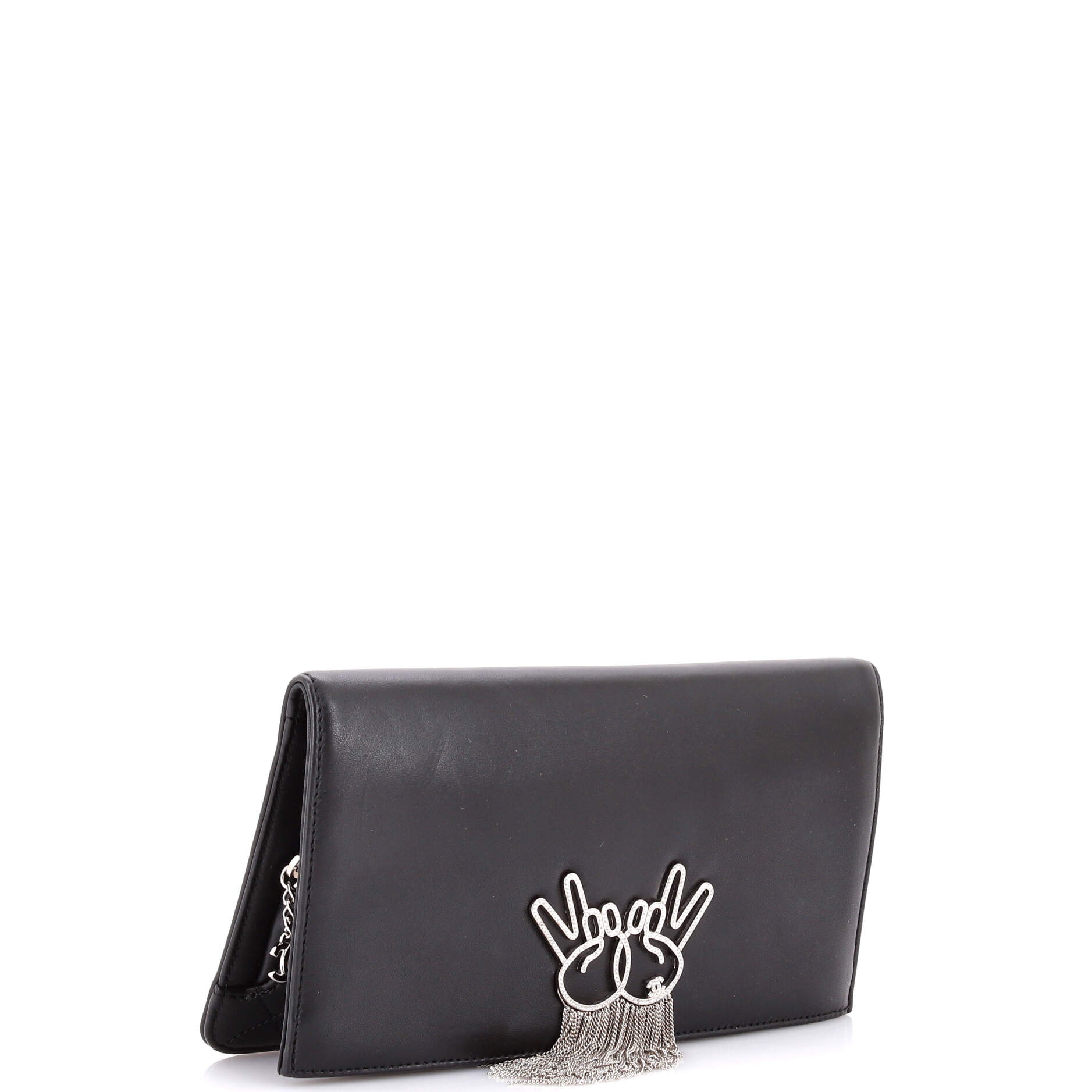 Peace Emoticon Fold Over Clutch Lambskin
