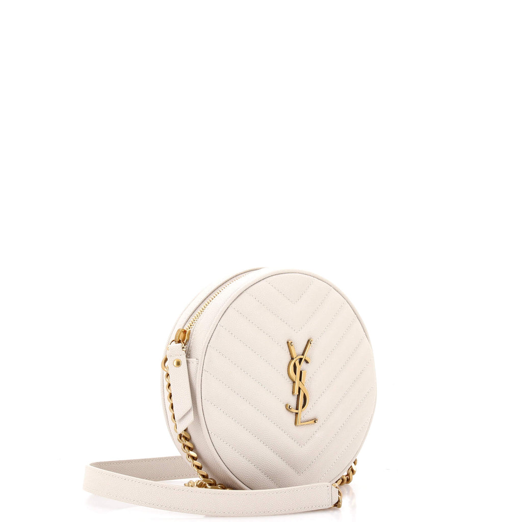 Vinyle Round Camera Bag Matelasse Chevron Leather