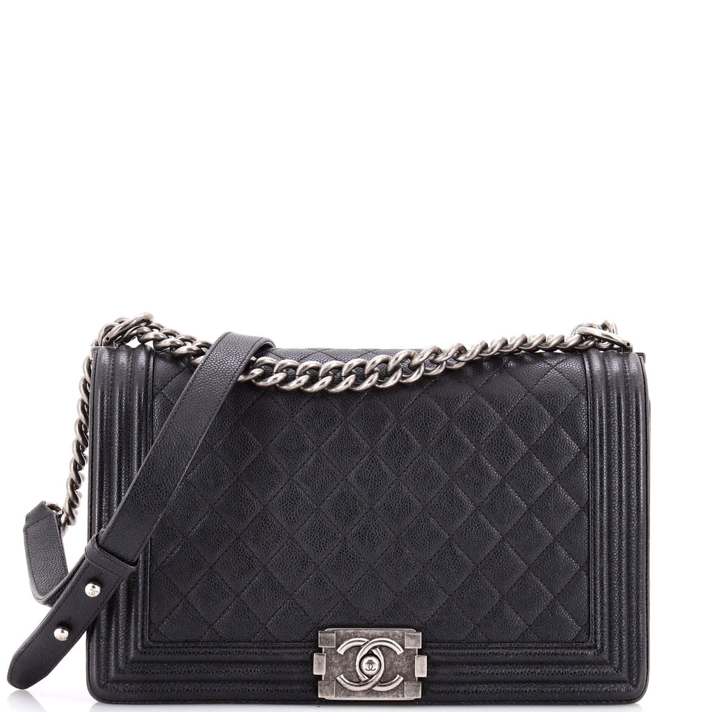 Boy Flap Bag Quilted Caviar New Medium