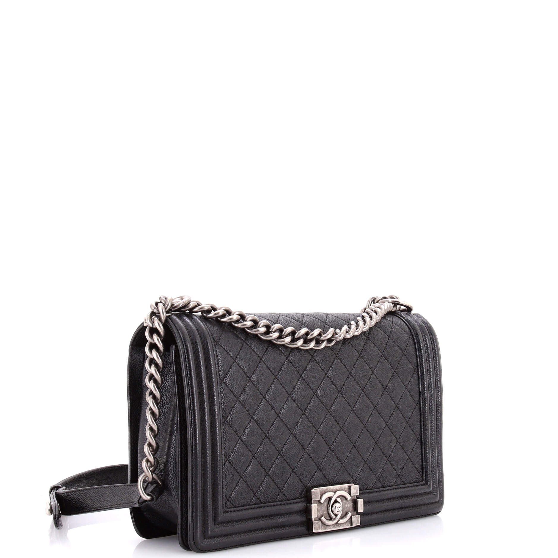 Boy Flap Bag Quilted Caviar New Medium