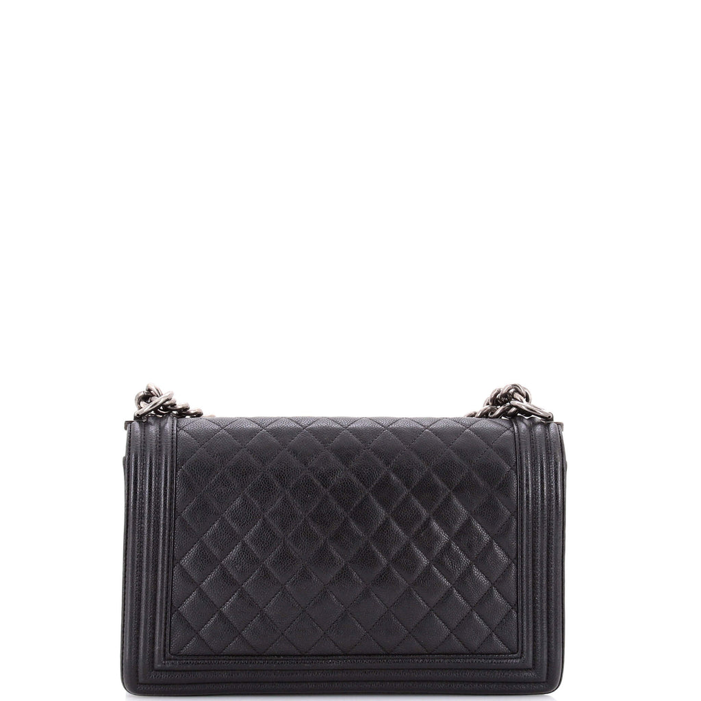 Boy Flap Bag Quilted Caviar New Medium