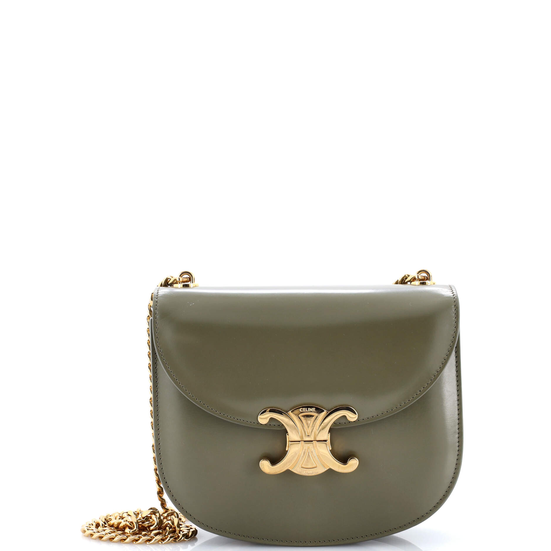 Triomphe Besace Clea Chain Flap Bag Leather