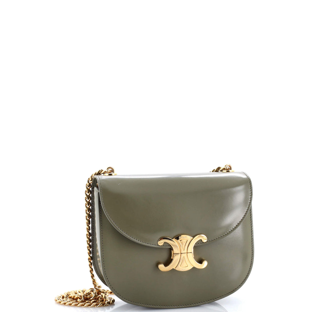 Triomphe Besace Clea Chain Flap Bag Leather