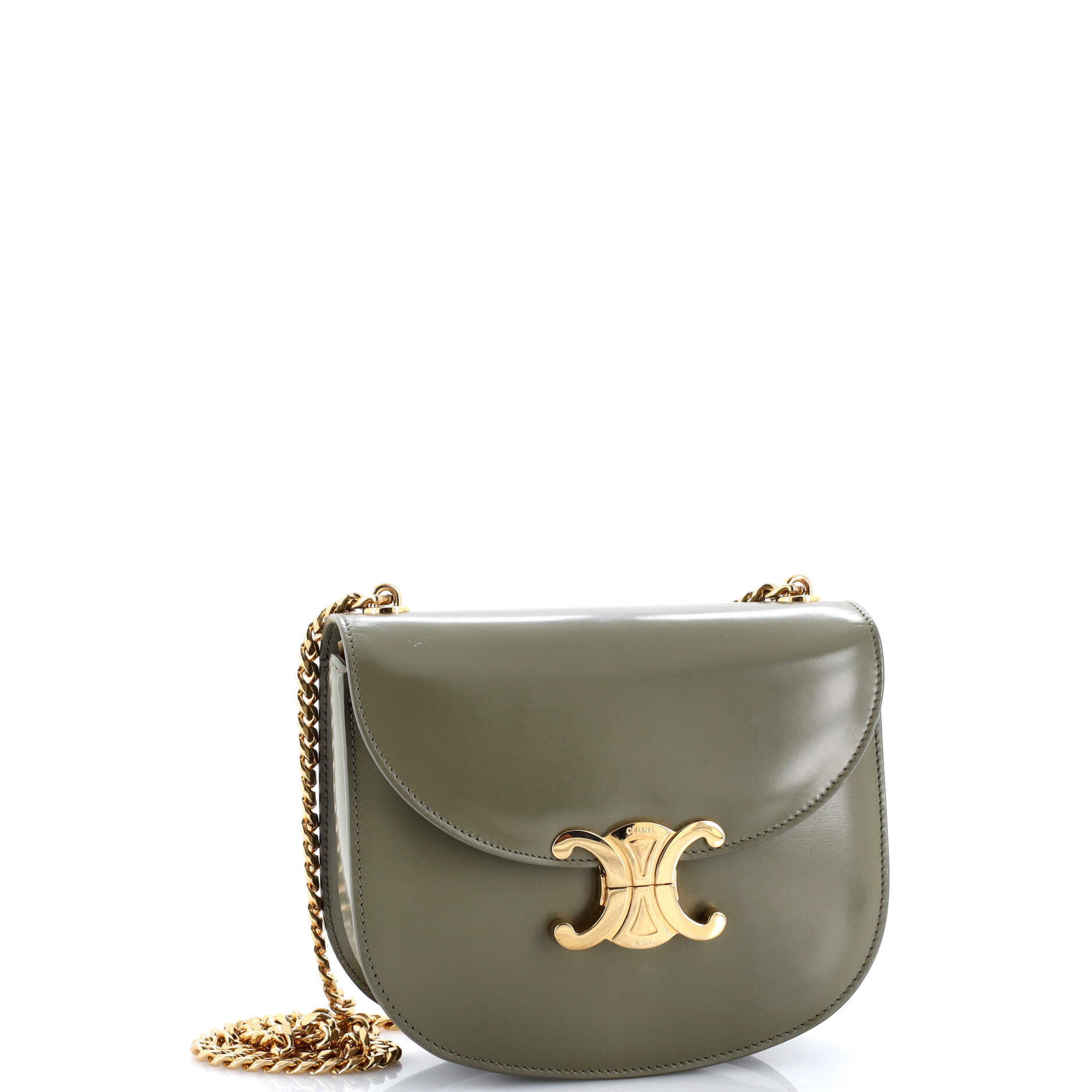 Triomphe Besace Clea Chain Flap Bag Leather
