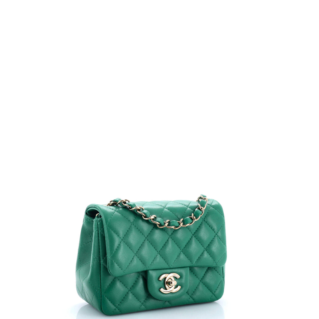 Square Classic Single Flap Bag Quilted Lambskin Mini