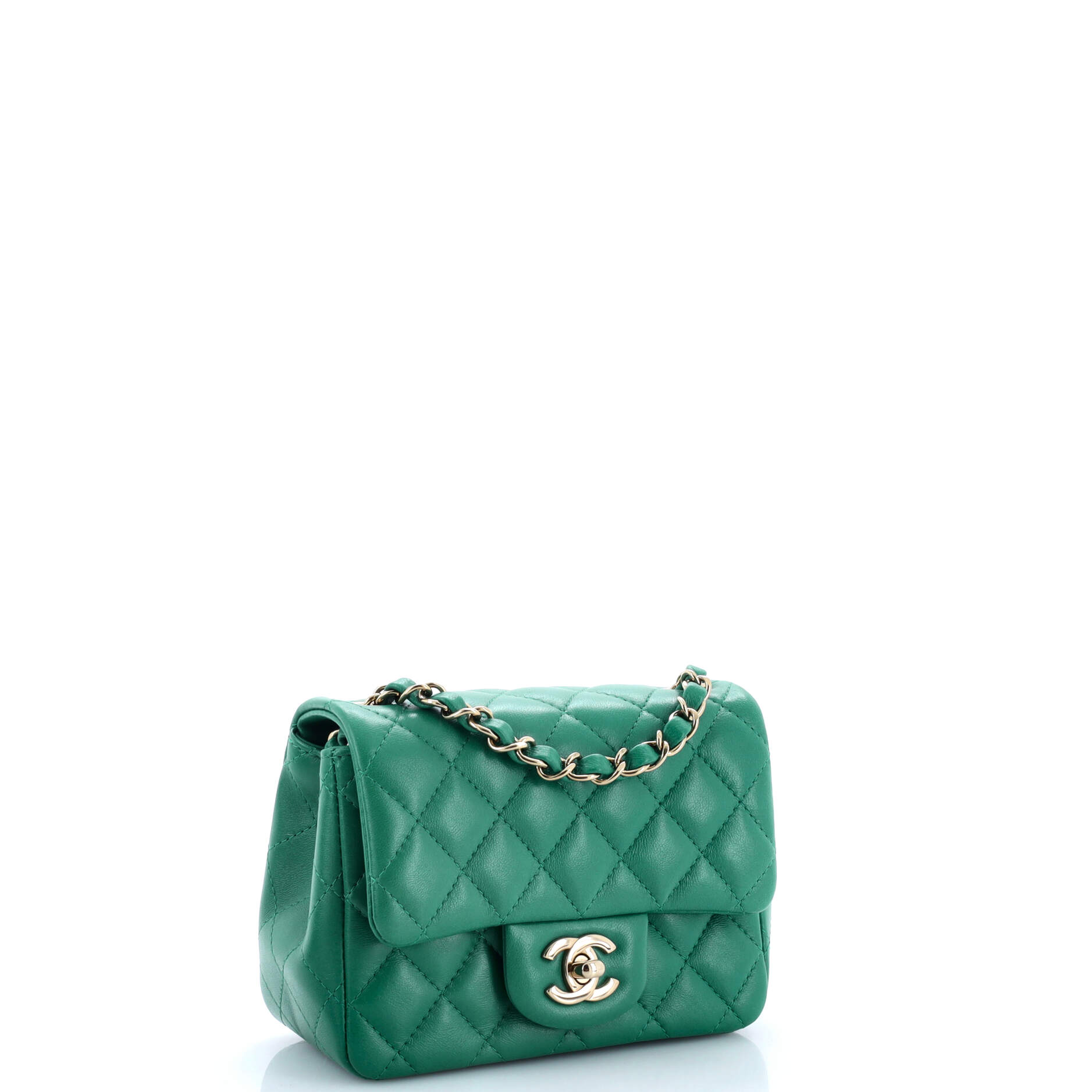 Square Classic Single Flap Bag Quilted Lambskin Mini