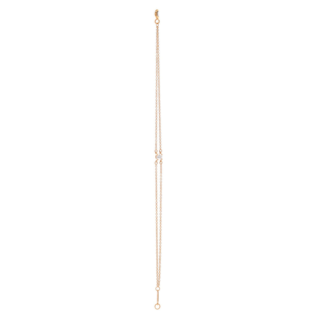 Solitaire Double Chain Bracelet 18K Rose Gold and Diamond