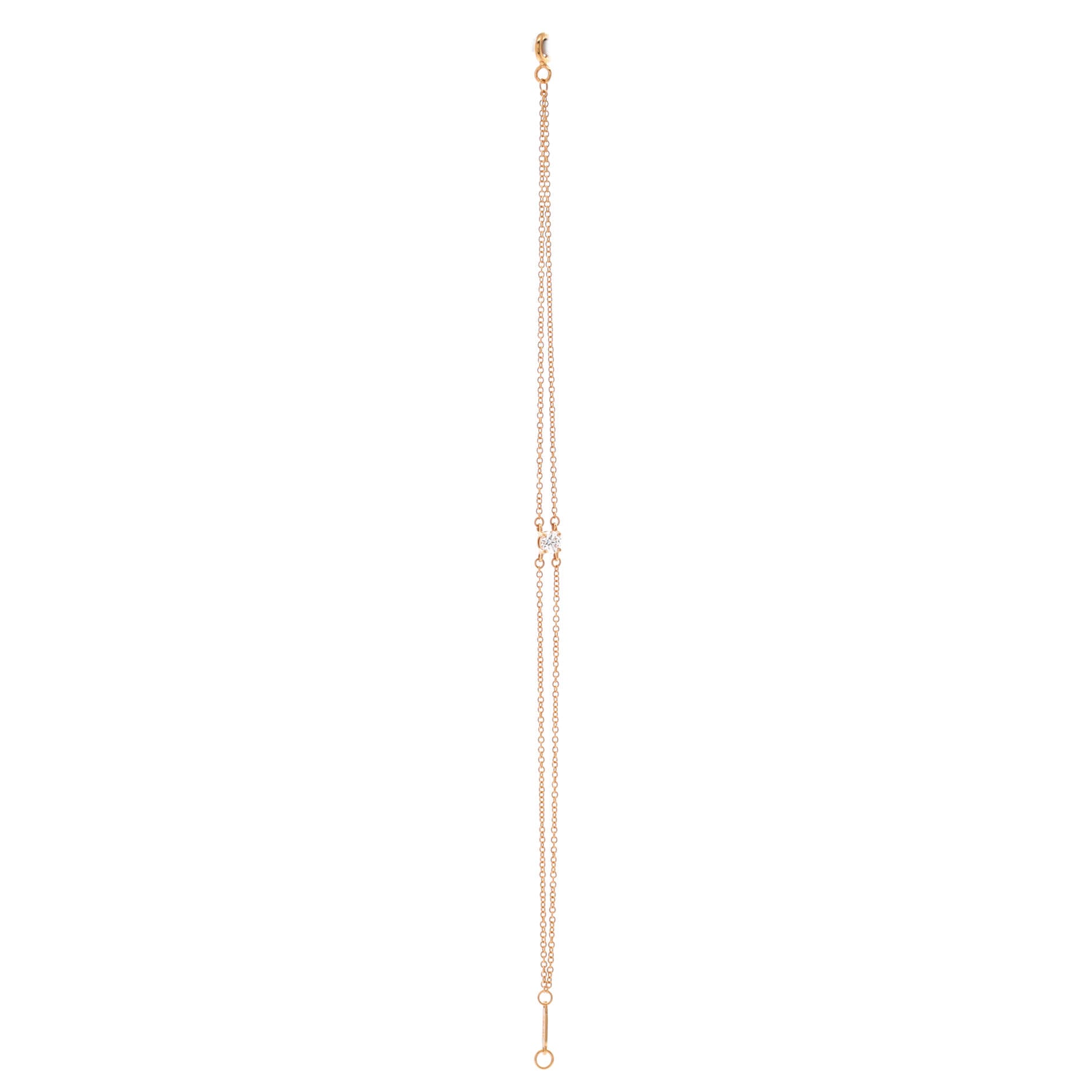 Solitaire Double Chain Bracelet 18K Rose Gold and Diamond