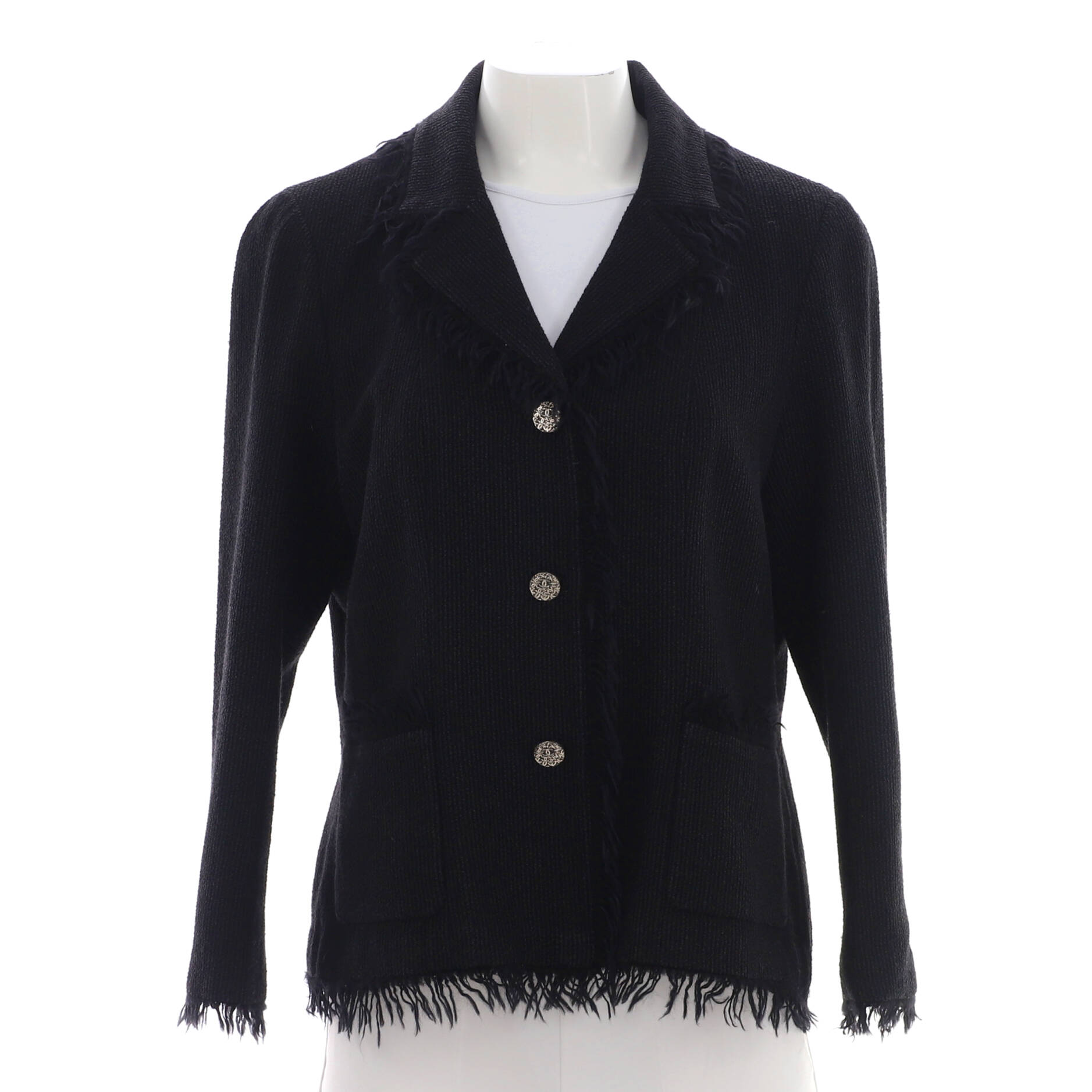 Women's Vintage Fringe Trim Two Pocket Jacket Wool Blend