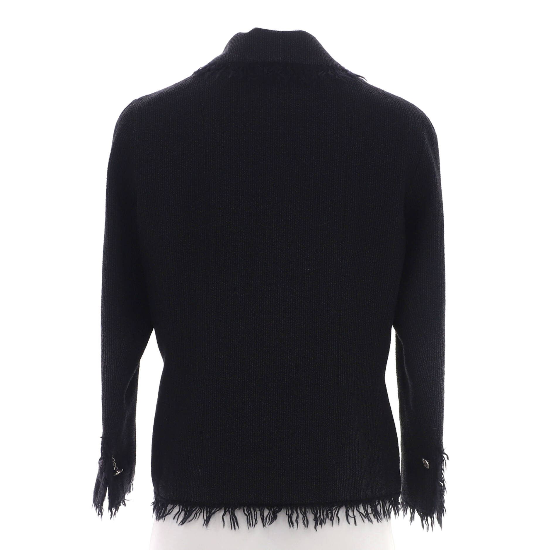 Women's Vintage Fringe Trim Two Pocket Jacket Wool Blend