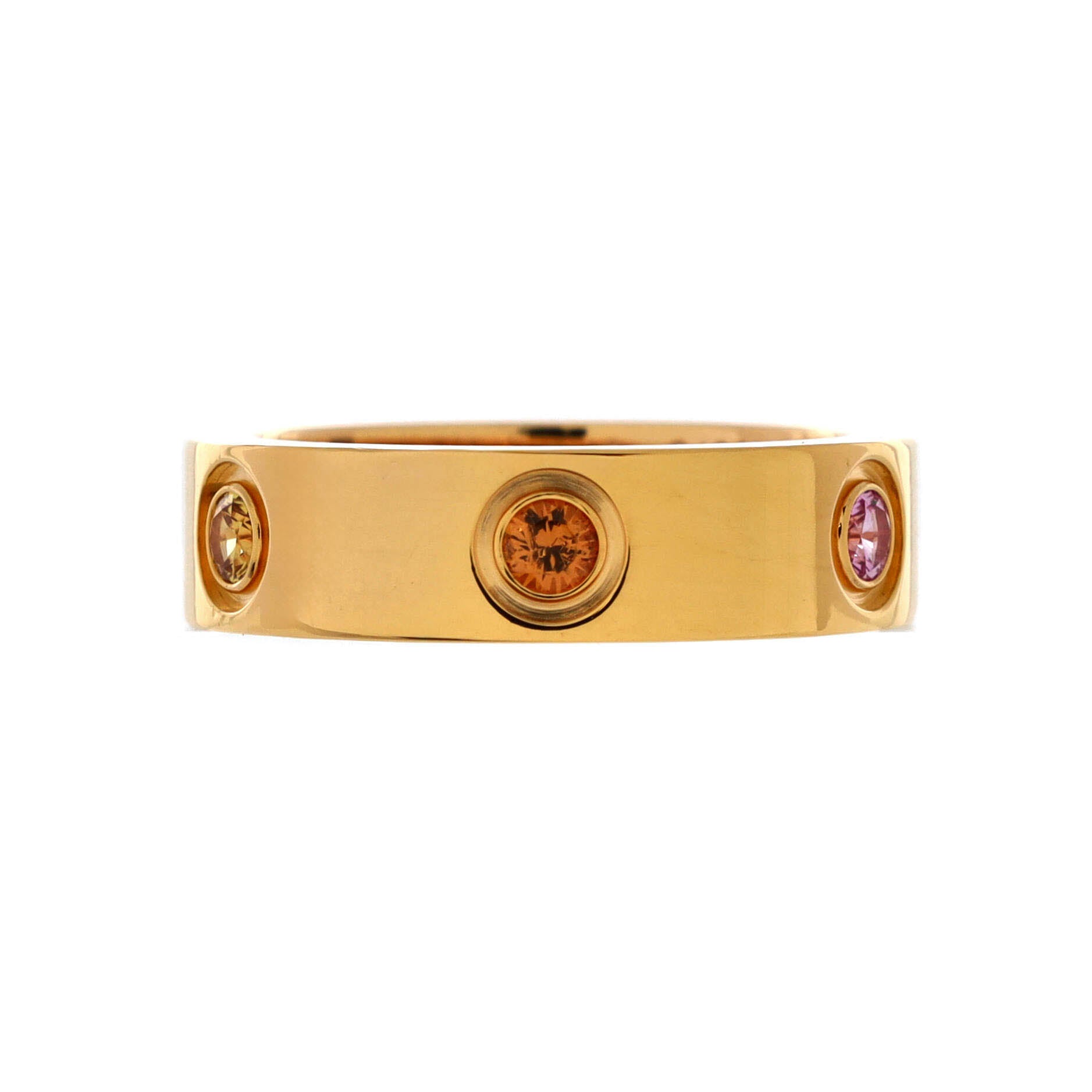 Love 6 Stone Band Ring 18K Rose Gold with Garnet, Amethyst and Sapphire