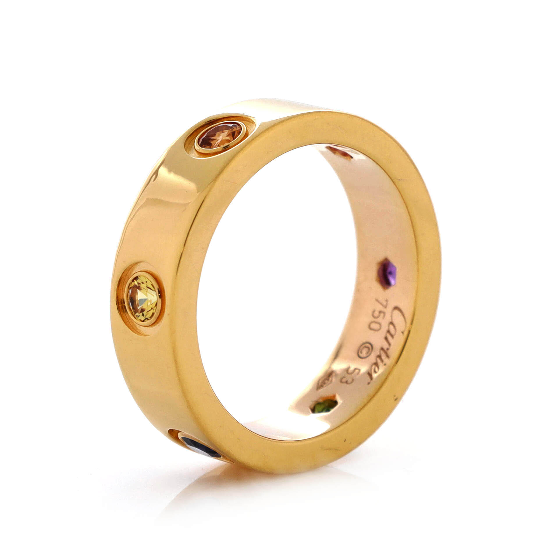 Love 6 Stone Band Ring 18K Rose Gold with Garnet, Amethyst and Sapphire