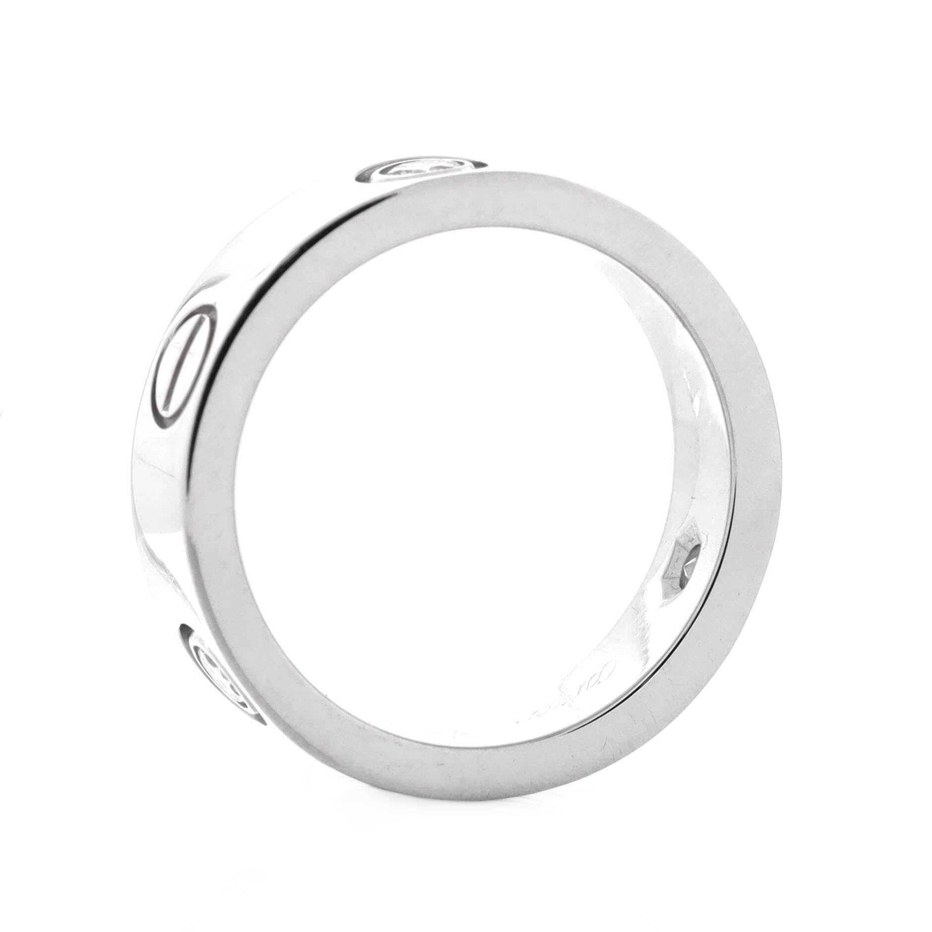 Love 3 Diamonds Band Ring 18K White Gold with Diamond