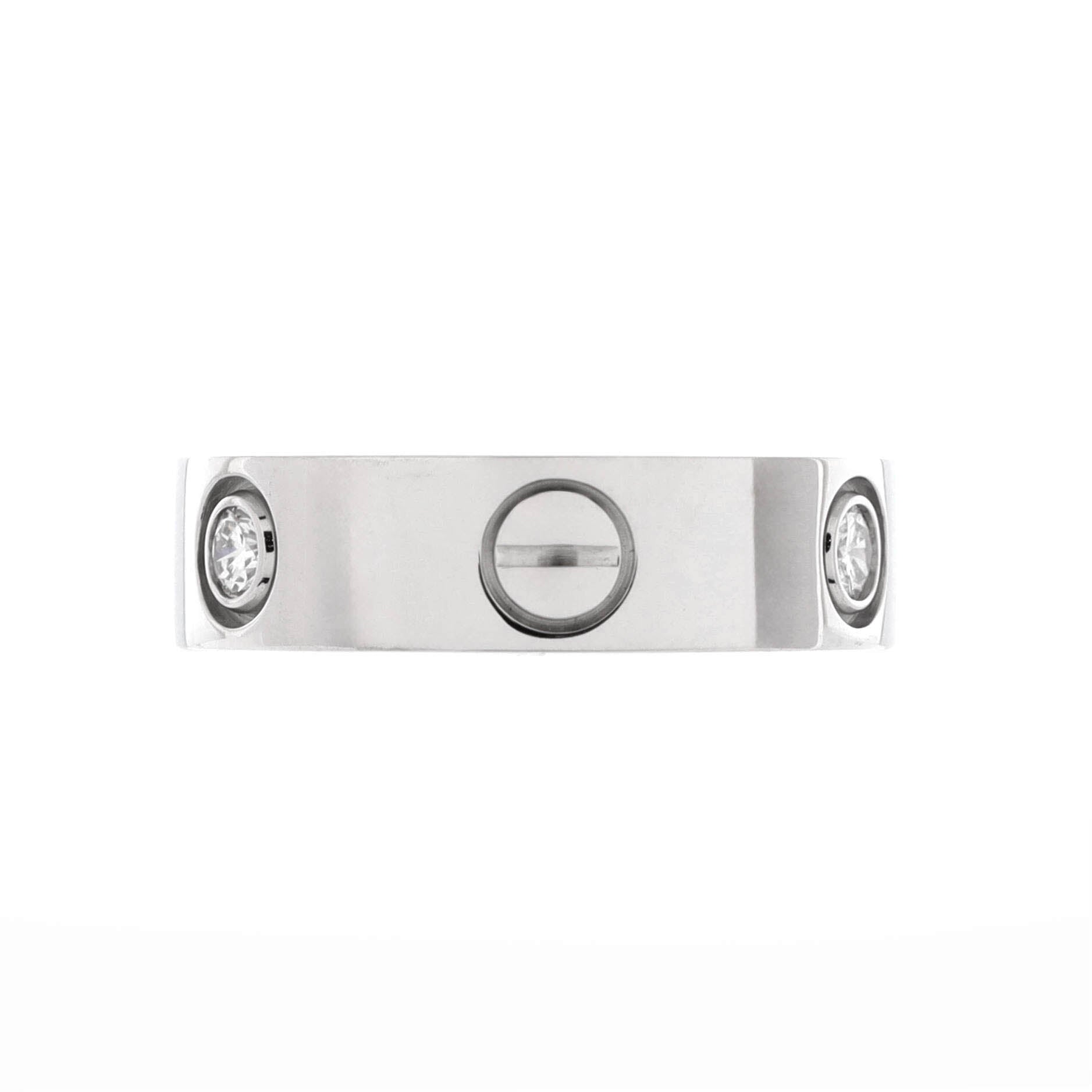 Love 3 Diamonds Band Ring 18K White Gold with Diamond