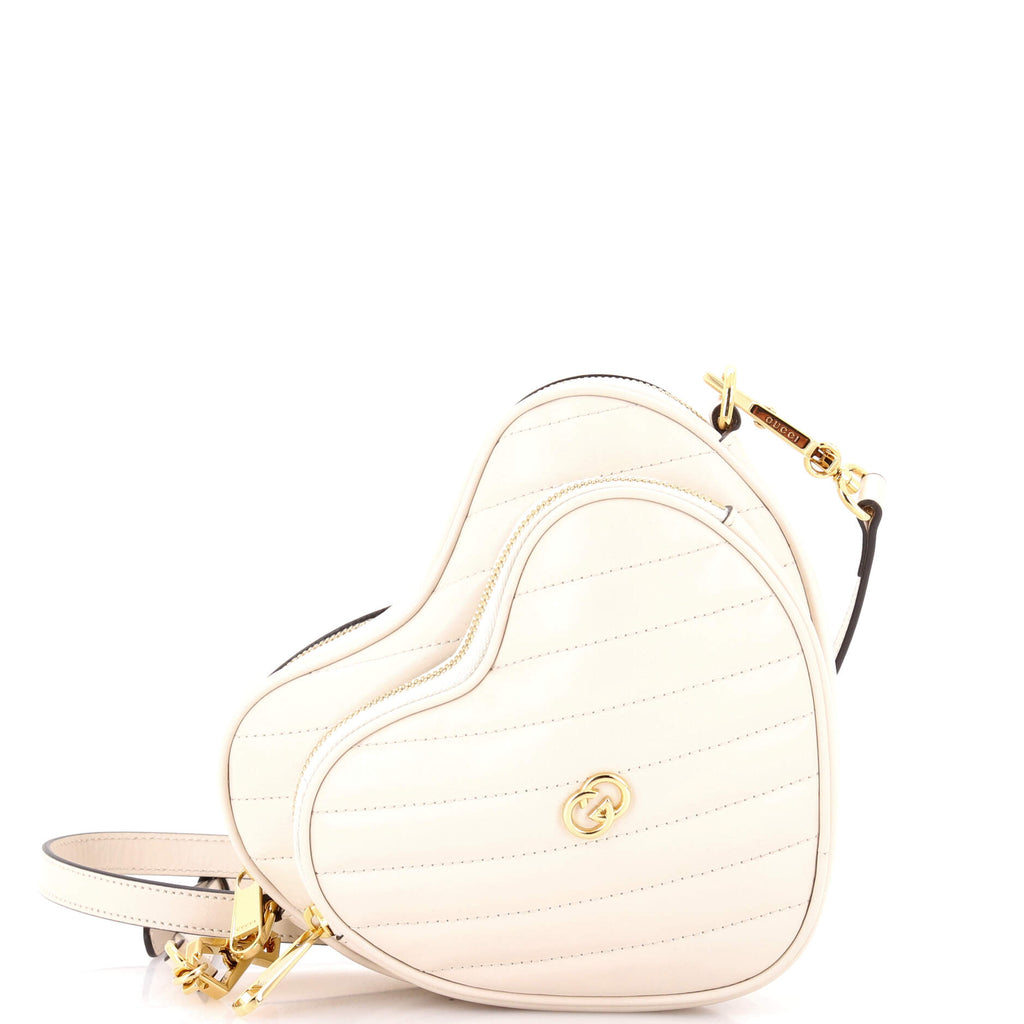 Interlocking G Heart Shoulder Bag Diagonal Quilted Leather Mini