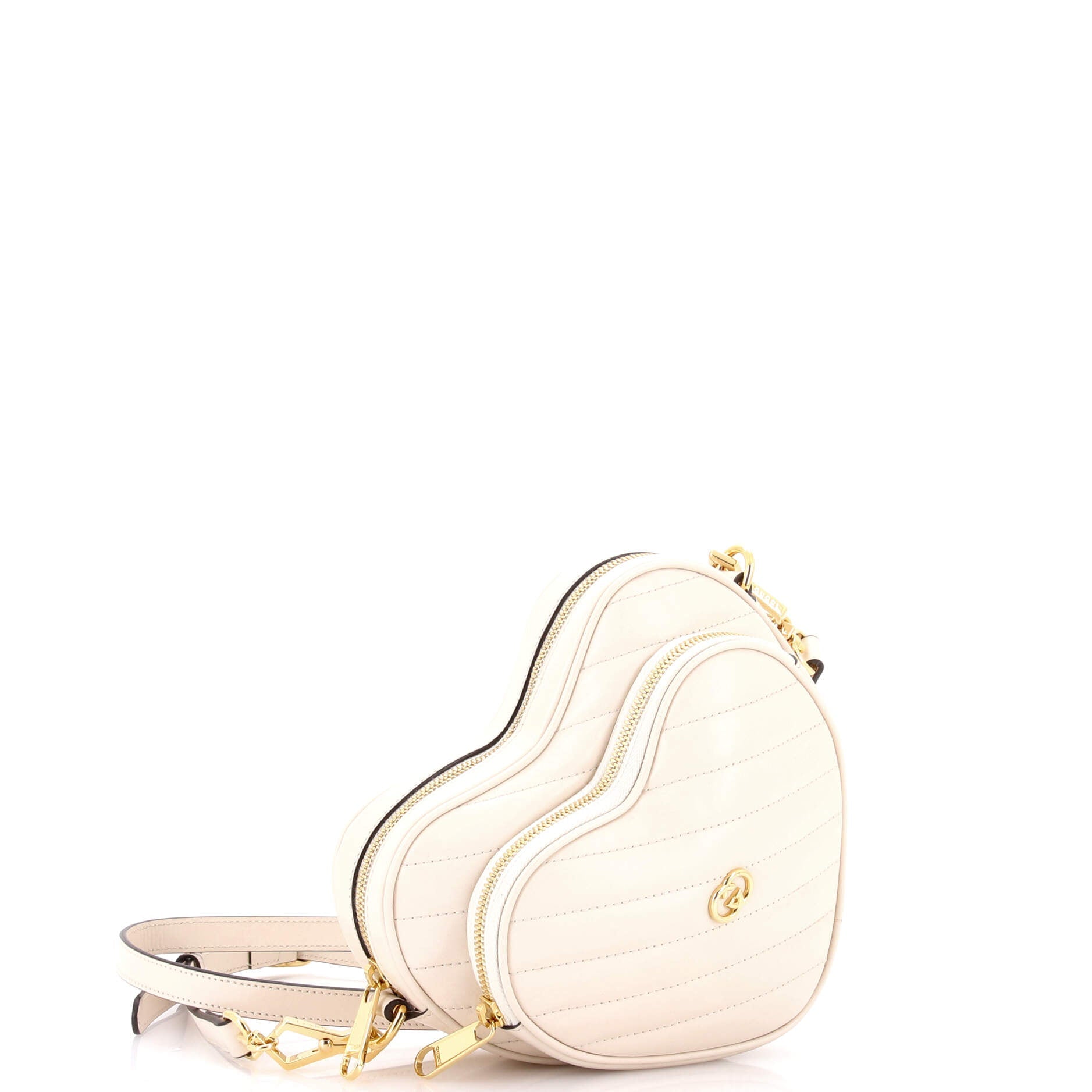 Interlocking G Heart Shoulder Bag Diagonal Quilted Leather Mini