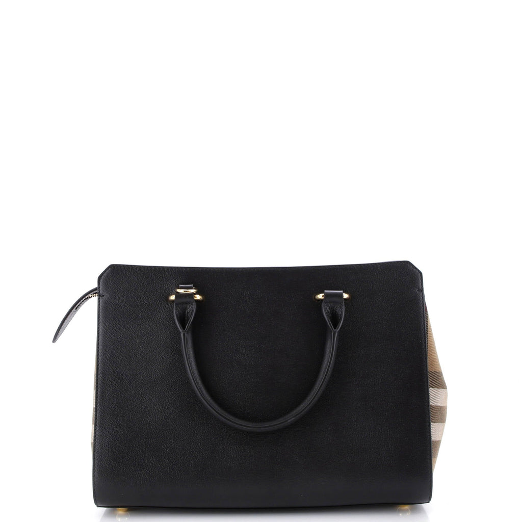 Banwell Tote Leather and House Check Canvas Small