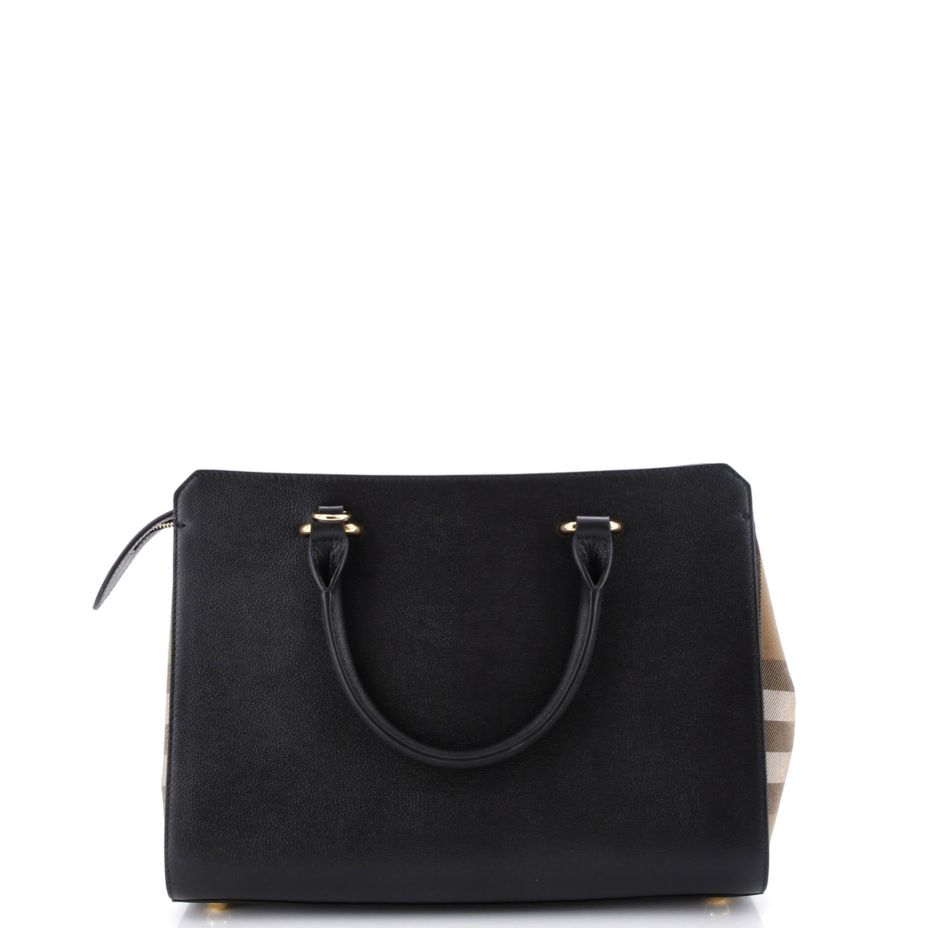 Banwell Tote Leather and House Check Canvas Small