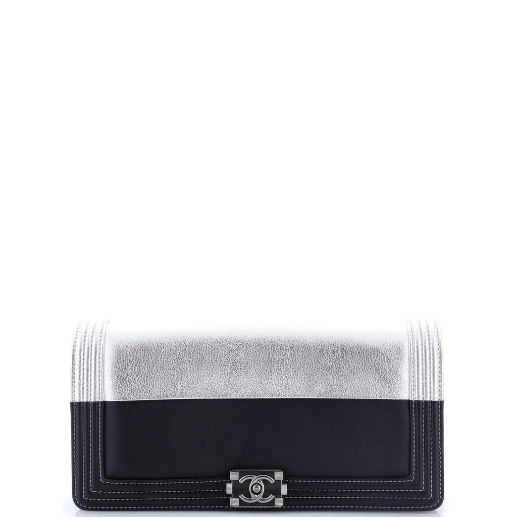 Bicolor Boy Flap Clutch Calfskin Small