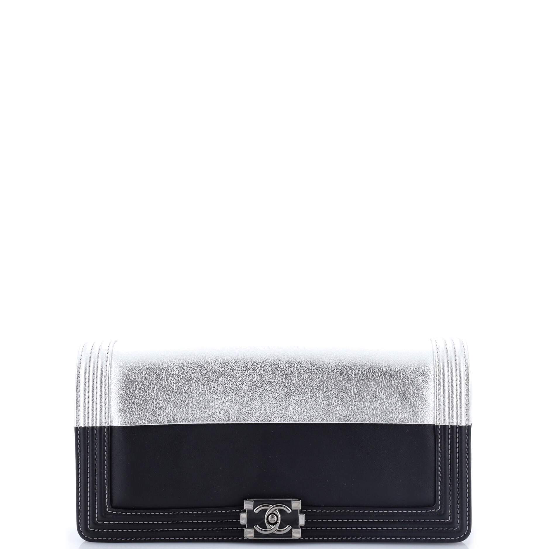 Bicolor Boy Flap Clutch Calfskin Small