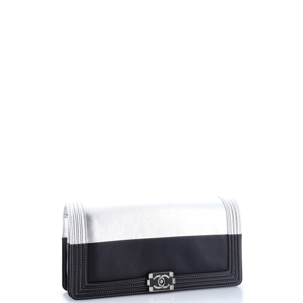 Bicolor Boy Flap Clutch Calfskin Small