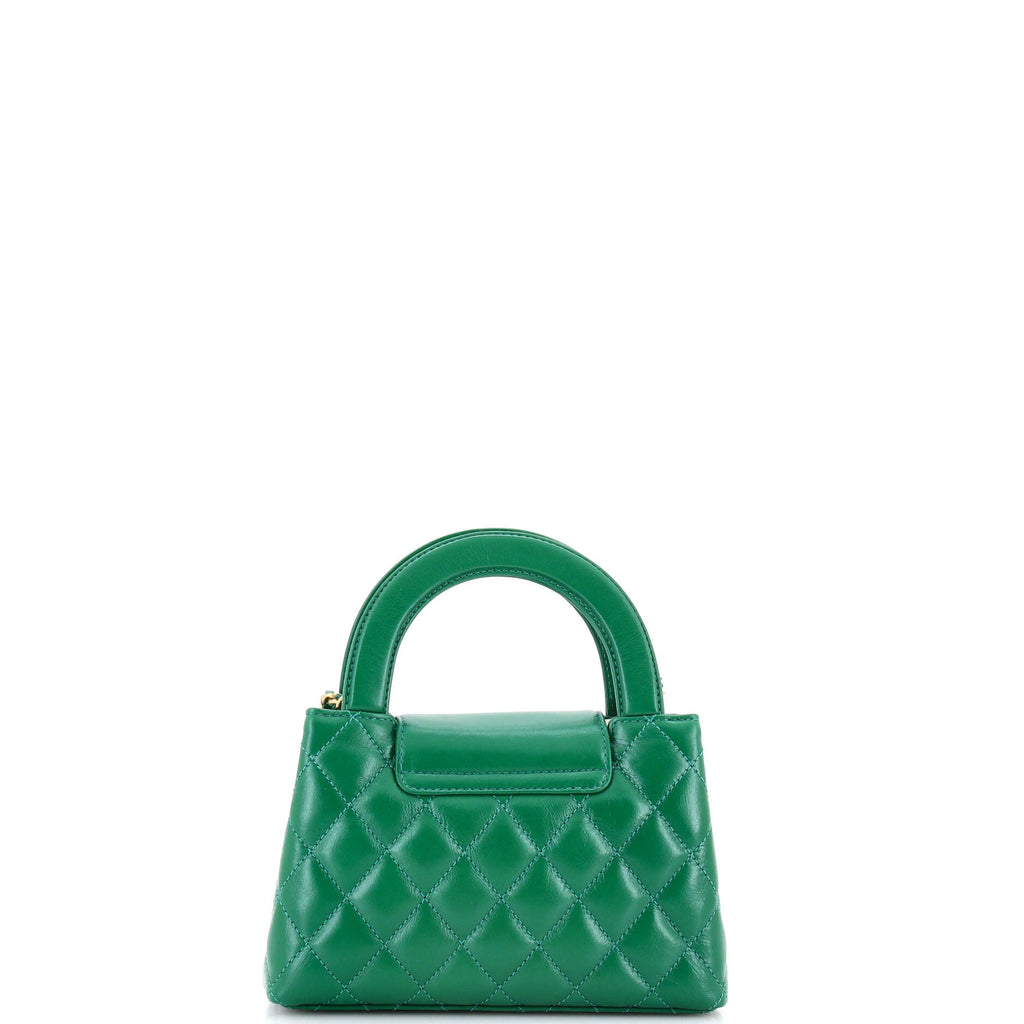 Kelly Top Handle Shopping Bag Quilted Shiny Aged Calfskin Mini