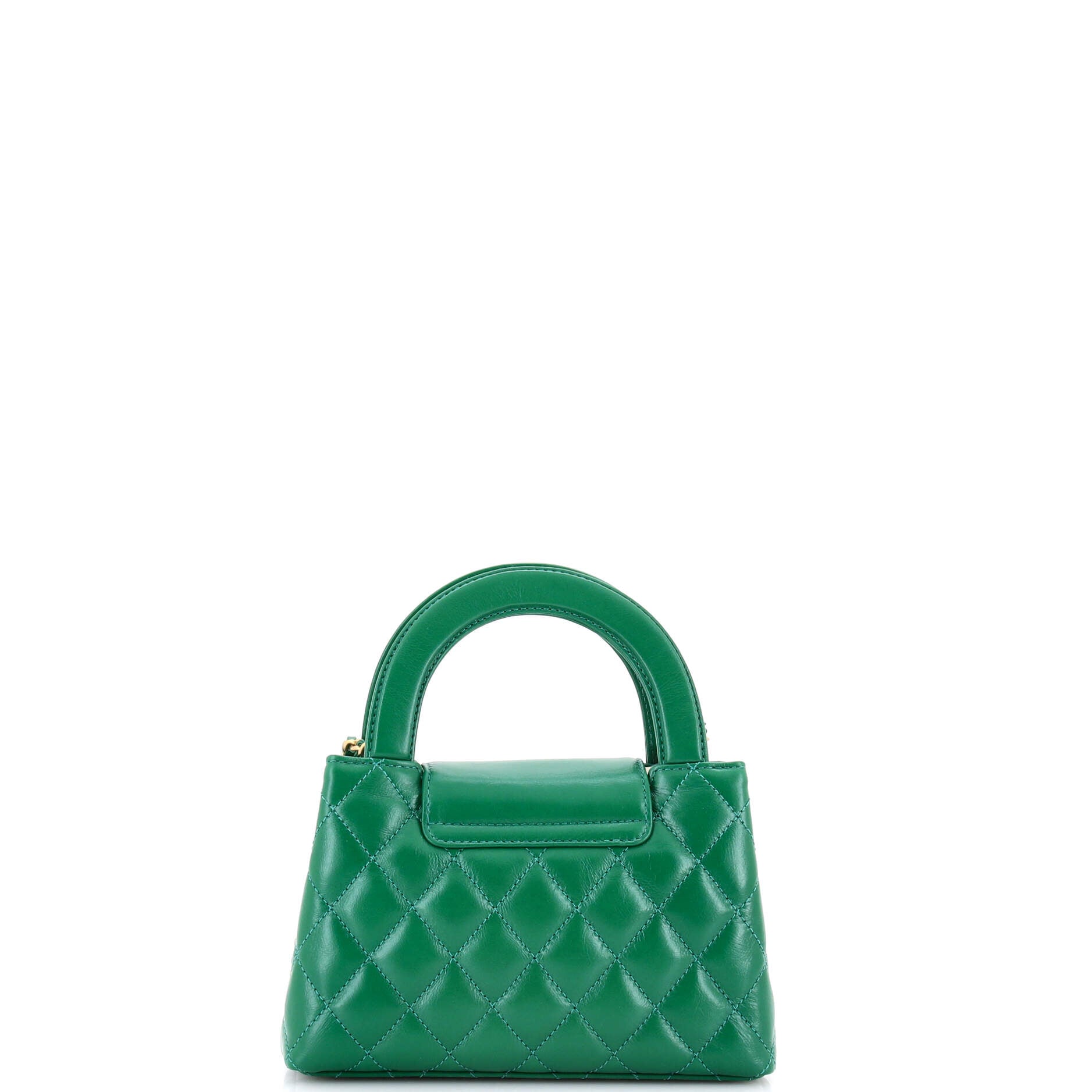 Kelly Top Handle Shopping Bag Quilted Shiny Aged Calfskin Mini