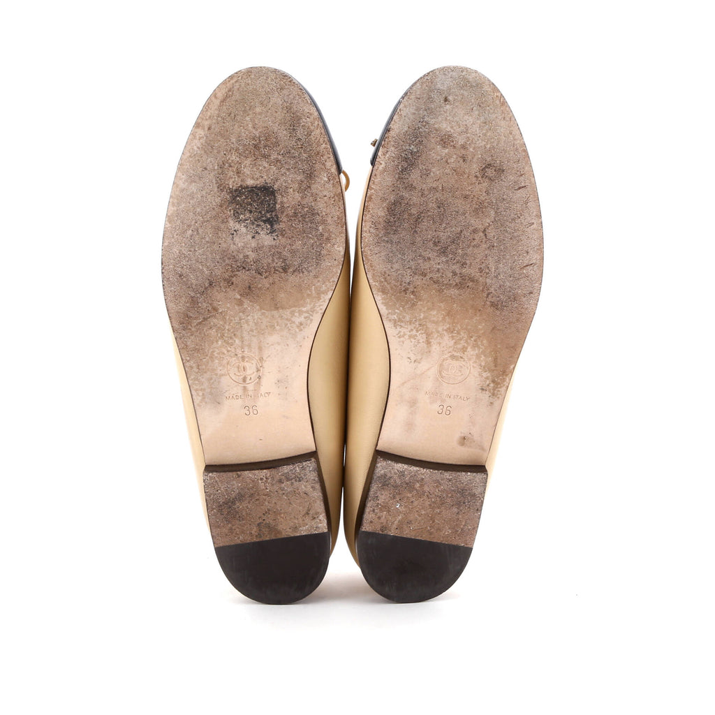 Women's CC Cap Toe Bow Ballerina Flats Leather