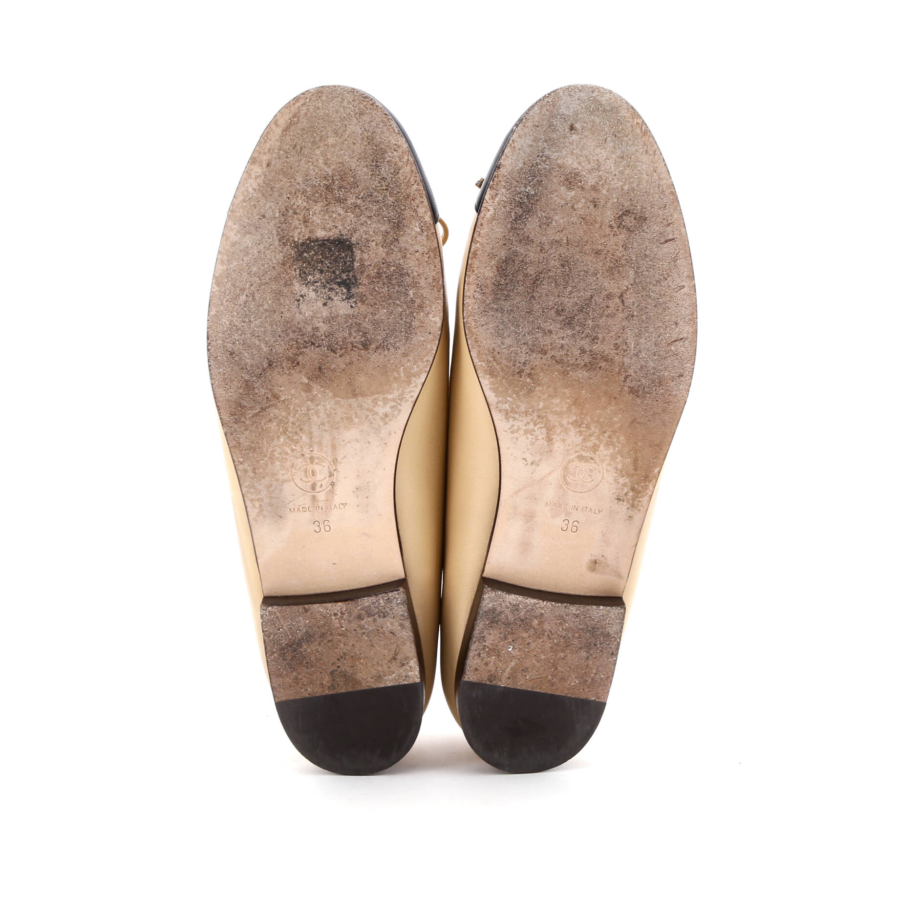 Women's CC Cap Toe Bow Ballerina Flats Leather