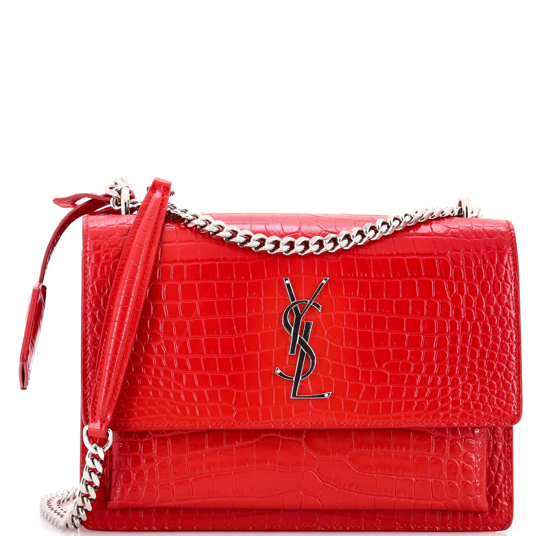 Sunset Crossbody Bag Crocodile Embossed Leather Medium