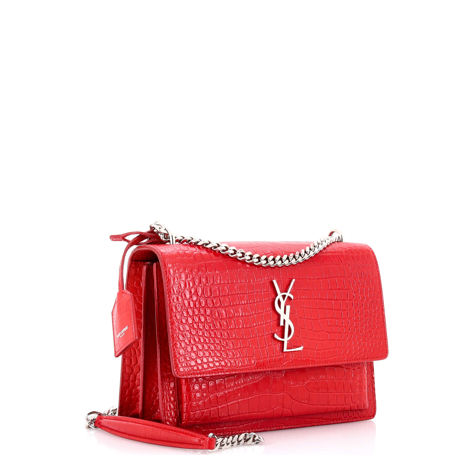 Sunset Crossbody Bag Crocodile Embossed Leather Medium