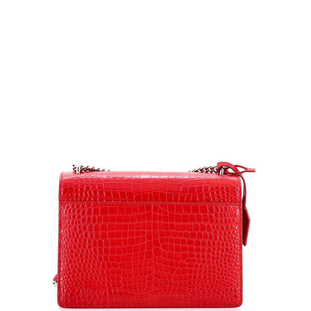 Sunset Crossbody Bag Crocodile Embossed Leather Medium